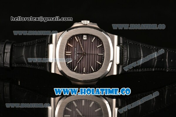 Patek Philippe Nautilus Miyota 9015 Automatic Steel Case with White Stick Markers and Grey Dial (BP) - Click Image to Close